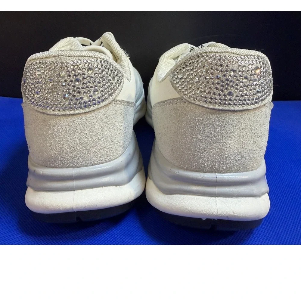 Vintage Havana Run Silver Glitter Star Rhinestone Fashion Sneakers White 7.5‎